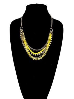 LOFT |Sunshine Yellow Layered Rhinestone & Beaded Strands Necklace | NWT